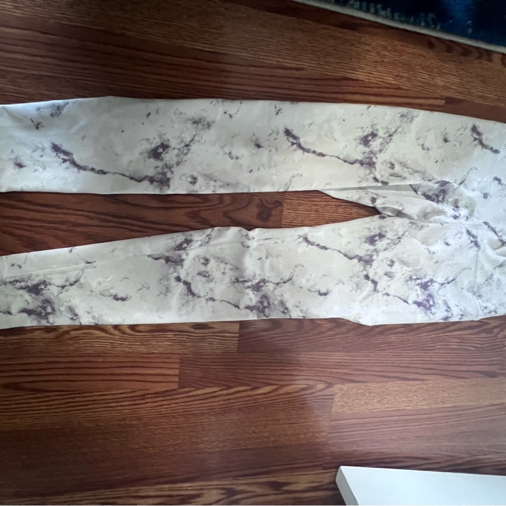 Old Navy Cream and Purple Leggings